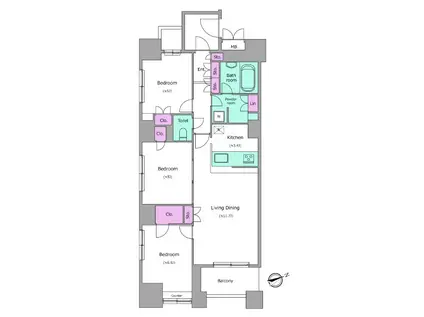 レジディア日本橋馬喰町(3LDK/10階)の間取り写真