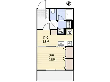 グリーンコート一の坂(1K/1階)の間取り写真