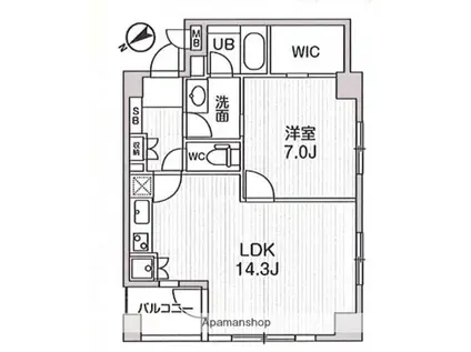 レジデンス白金高輪(1LDK/6階)の間取り写真