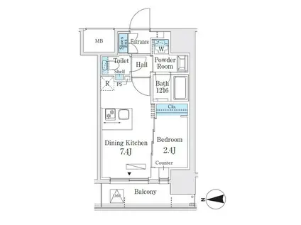 ヴィークブライト湯島(1DK/8階)の間取り写真