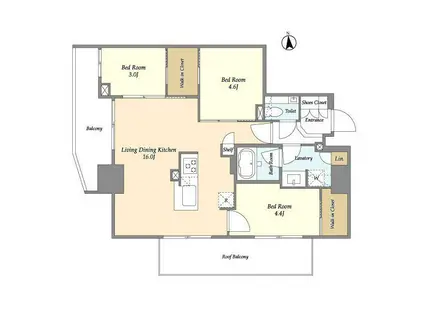 オーキッドレジデンス渋谷富ヶ谷(3LDK/12階)の間取り写真