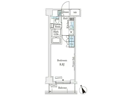 アリビオ学芸大学(1K/1階)の間取り写真