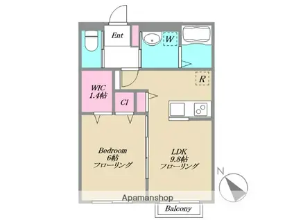 グリーンハイム泉(1LDK/2階)の間取り写真