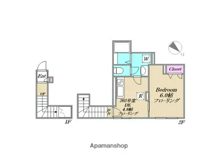 Kステージ(1DK/2階)の間取り写真
