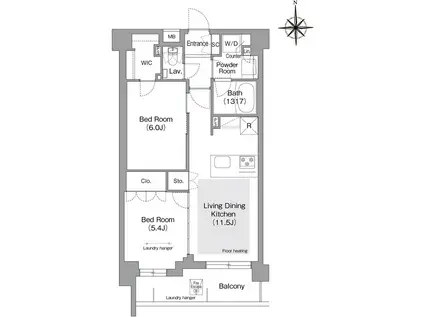 コンフォリア・リヴ文京護国寺(2LDK/3階)の間取り写真