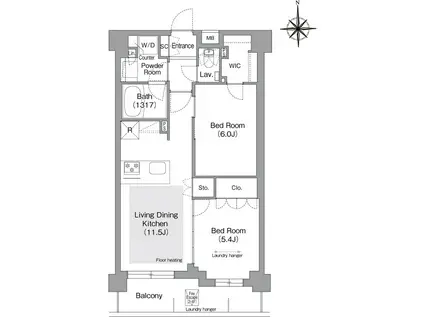 コンフォリア・リヴ文京護国寺(2LDK/3階)の間取り写真