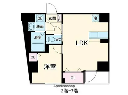 東麻布 平成レジデンス(1LDK/2階)の間取り写真