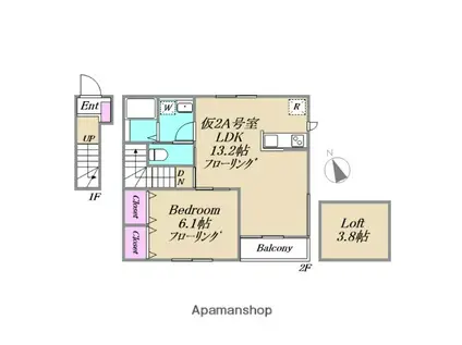 J・URBAN赤塚(1LDK/2階)の間取り写真