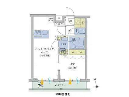 アジールコート品川中延(1LDK/4階)の間取り写真