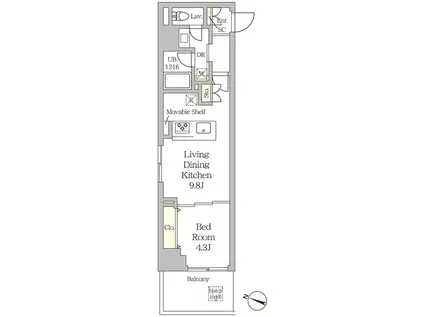 MFPRコート日本橋人形町(1LDK/5階)の間取り写真