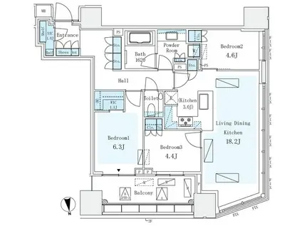 パークコート ザ・三番町ハウス(3LDK/3階)の間取り写真
