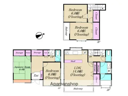 総武・中央緩行線 新小岩駅 バス乗車時間:12分 鹿本橋バス停で下車 徒歩2分 3階建 築28年(4LDK)の間取り写真