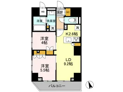 リーラ品川戸越 リーラ品川戸越(2LDK/10階)の間取り写真