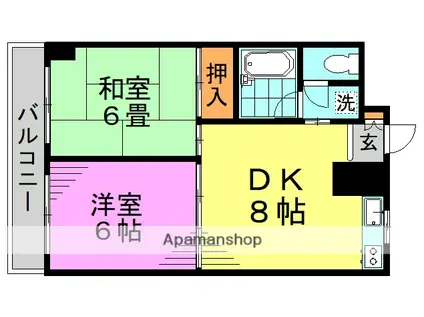 エクセレンス・コダマ(2DK/3階)の間取り写真