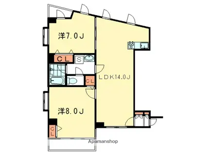 エタニティマンション和田第3(2LDK/3階)の間取り写真