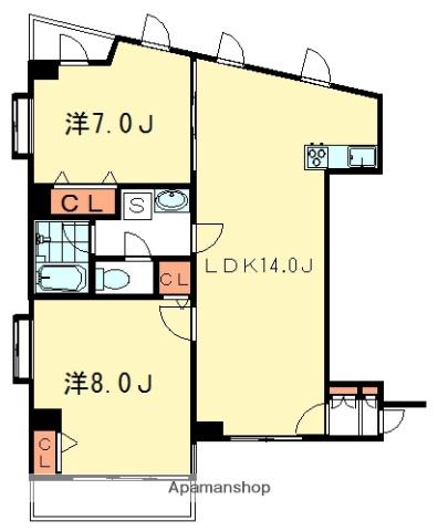 エタニティマンション和田第3(2LDK/2階)の間取り写真