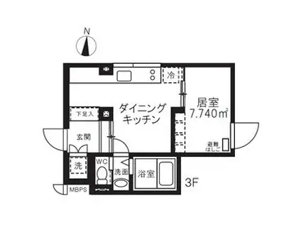 ミオテゾーロ哲学堂カーザ(1DK/3階)の間取り写真