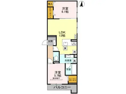 トリアングル(2LDK/1階)の間取り写真
