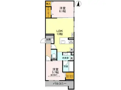 トリアングル(2LDK/2階)の間取り写真