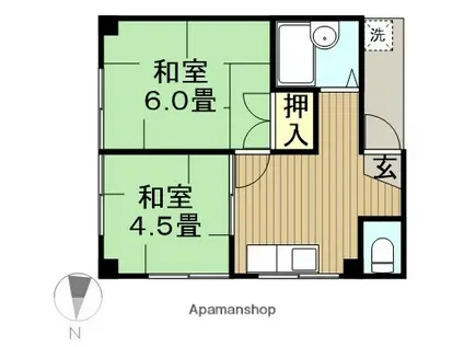 岩井マンション(2DK/3階)の間取り写真