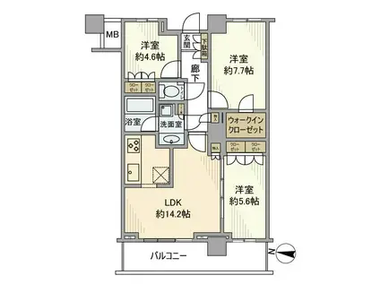 イーストコモンズ清澄白河セントラルタワー(3LDK/24階)の間取り写真