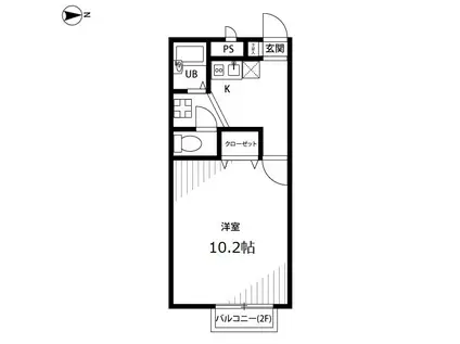 アムールARBRE(1K/2階)の間取り写真