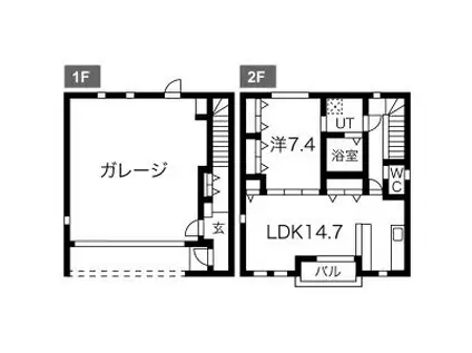 ガラージュ・ド・ルクス・みゆき(1LDK/1階)の間取り写真