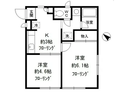 サニーコート桧木G(2K/1階)の間取り写真