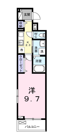 メゾンドヌール山崎Ⅱ(1K/2階)の間取り写真