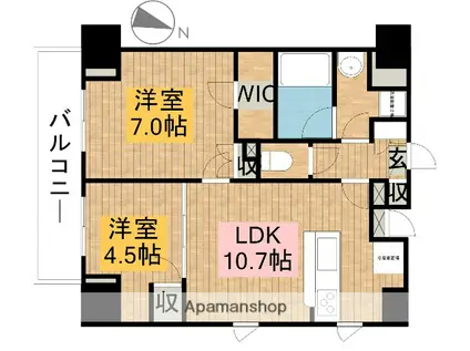 エスティメゾン赤羽(2LDK/4階)の間取り写真