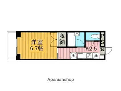 第5オカダビル(1K/4階)の間取り写真