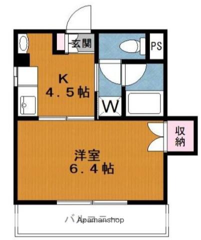 竹花ビル(1DK/2階)の間取り写真