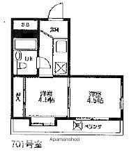 FIGARO AKABANE PART Ⅱ(2K/7階)の間取り写真