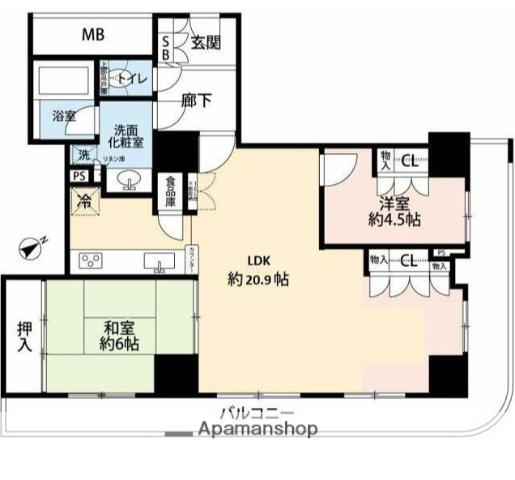 アイ・タワー(2LDK/18階)の間取り写真