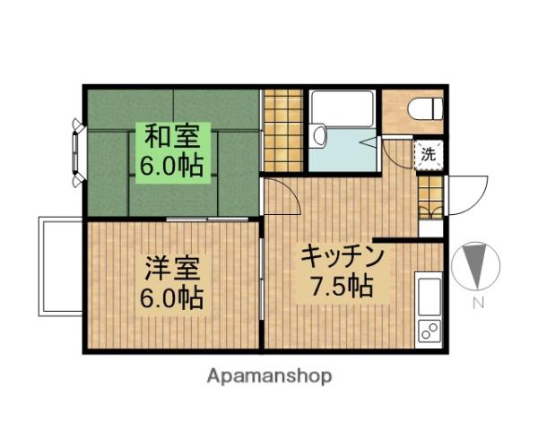 シャンティーハイツ(2DK/1階)の間取り写真