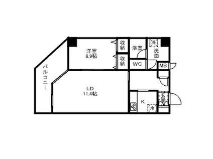 メインステージ王子(1LDK/13階)の間取り写真