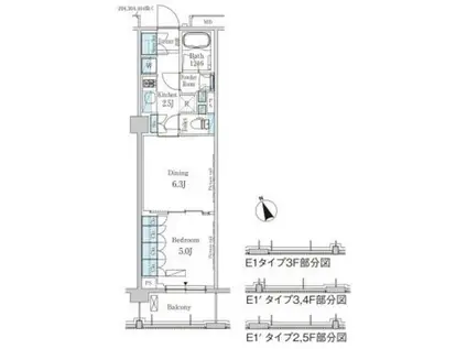 パークアクシス駒込HILLTOP(1DK/4階)の間取り写真