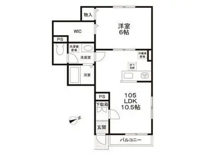 メゾン・ド・フォルテシモ一号館(1LDK/1階)の間取り写真