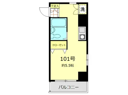 コーポ数納(ワンルーム/1階)の間取り写真