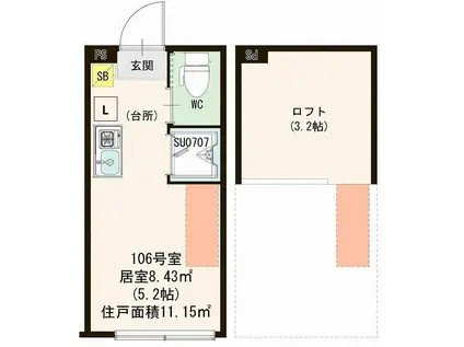 ハーモニーテラス志茂ⅩⅤ(ワンルーム/1階)の間取り写真