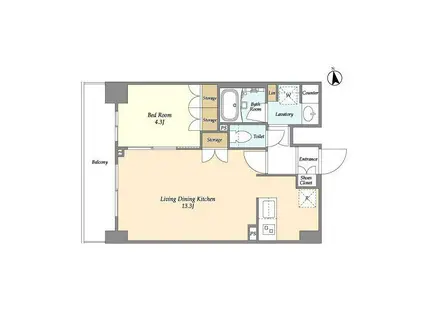 ORSUS梅島(1LDK/3階)の間取り写真