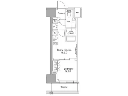 ザ・パークハビオ滝野川(1DK/4階)の間取り写真