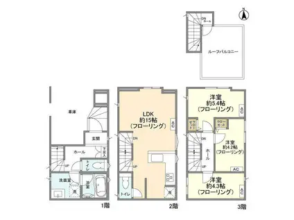 京浜東北・根岸線 西川口駅 徒歩17分 3階建 築2年(3LDK)の間取り写真