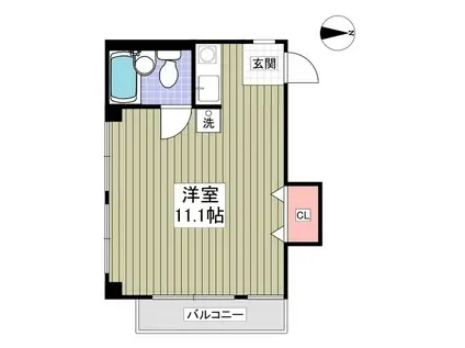 フレグランス蓮根(ワンルーム/2階)の間取り写真