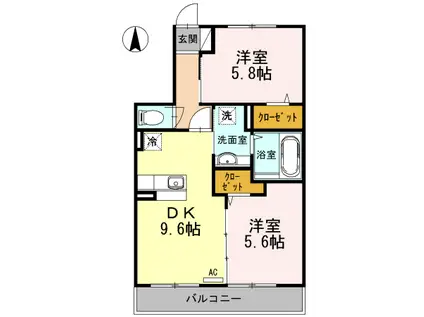 エトワール(2DK/3階)の間取り写真