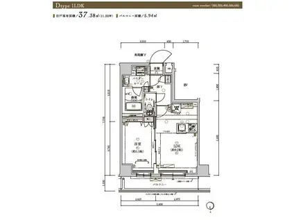 メインステージ浮間舟渡(1LDK/5階)の間取り写真