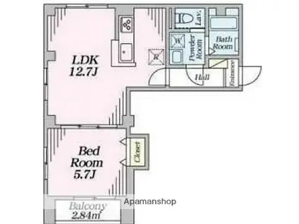 CLAVIUS ZEH(1LDK/5階)の間取り写真