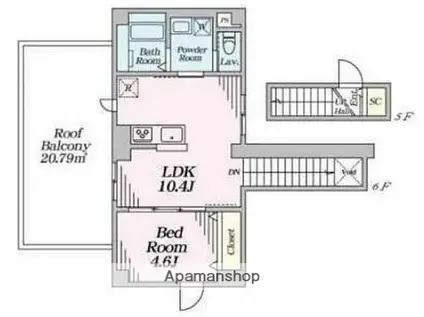 CLAVIUS ZEH(1LDK/5階)の間取り写真