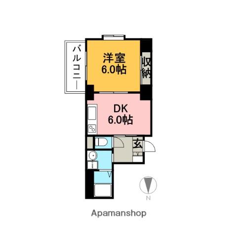 エクセルみたけ(1DK/2階)の間取り写真