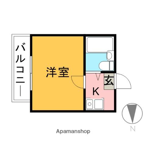パレス王子B棟(1K/2階)の間取り写真